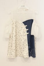 画像1: axes femme POETIQUE / チャイナボタンバイカラーブラウス M キナリ×ブルー O-26-07-05-046-AX-BL-OW-OS (1)