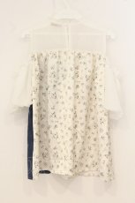 画像3: axes femme POETIQUE / チャイナボタンバイカラーブラウス M キナリ×ブルー O-26-07-05-046-AX-BL-OW-OS (3)