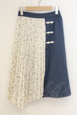 画像1: axes femme POETIQUE / チャイナボタンバイカラースカート M ブルー×キナリ O-26-07-05-047-AX-SK-OW-OS (1)
