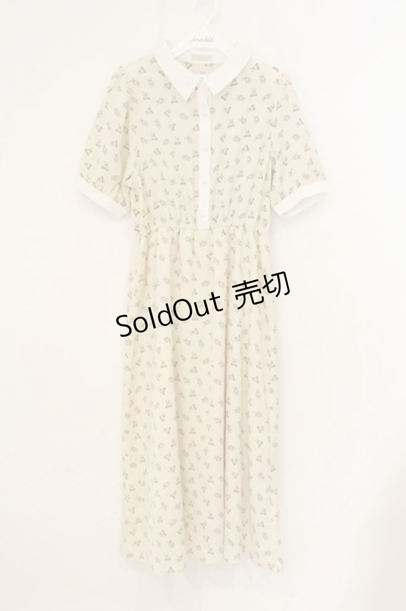 画像1: axes femme POETIQUE / ベアドットシャツ風ワンピース M キナリ O-26-07-05-051-AX-OP-OW-OS (1)