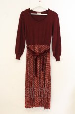 画像1: axes femme POETIQUE / ニットドッキングワンピ M ワイン O-26-07-05-052-AX-OP-OW-OS (1)