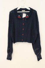 画像1: axes femme POETIQUE / チェリー刺繍衿付きニットカーデ M ネイビー O-26-07-05-054-AX-TO-OW-OS (1)