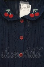 画像2: axes femme POETIQUE / チェリー刺繍衿付きニットカーデ M ネイビー O-26-07-05-054-AX-TO-OW-OS (2)