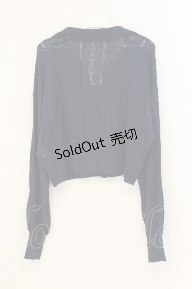 画像3: axes femme POETIQUE / チェリー刺繍衿付きニットカーデ M ネイビー O-26-07-05-054-AX-TO-OW-OS (3)