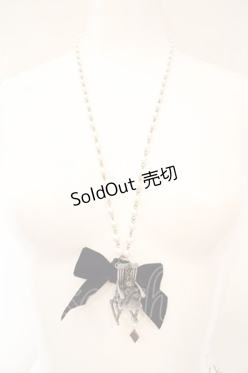 画像2: metamorphose / ロッキングチェアーネックレス  シルバー×パール×クロ O-26-07-05-1047-ME-AC-IG-OS (2)