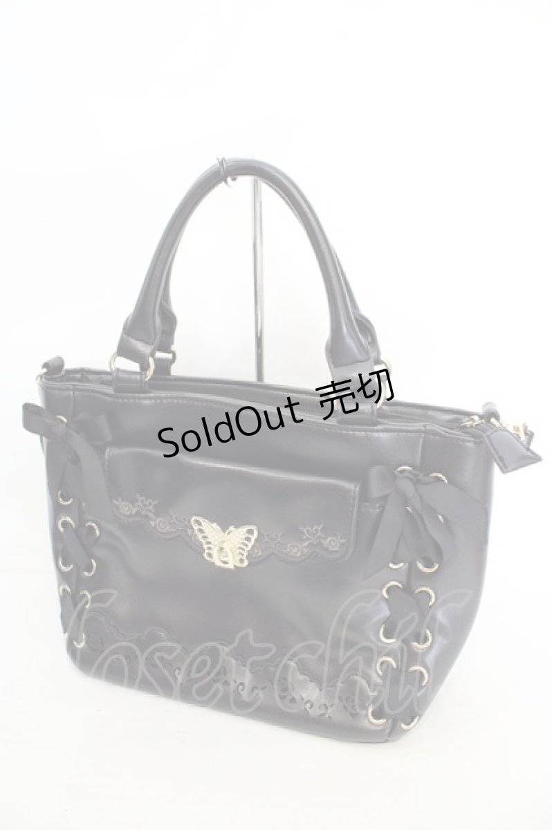 画像1: axes femme / 蝶金具使いレースアップバッグ  クロ O-26-07-05-1064-AX-BG-OW-ZT501 (1)