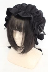 画像1: HEENIE HEENIE / 愛野えり×《by heenie heenie》コラボ/Whip Frill Made Cap  シロ×クロ O-26-07-05-1040-LO-AC-IG-OS (1)