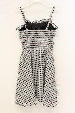 画像3: axes femme POETIQUE / ハートドット刺繍ギンガムワンピース M クロ O-26-07-05-056-AX-OP-OW-OS (3)