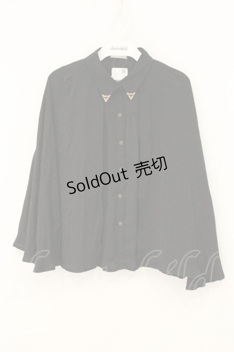 画像1: axes femme POETIQUE / ケープデザインブラウス M クロ O-26-07-05-059-AX-BL-OW-OS (1)