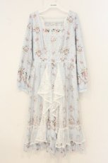 画像1: axes femme / ラッフルフリルレース花柄ワンピース L サックス O-26-07-05-062-AX-OP-OW-OS (1)