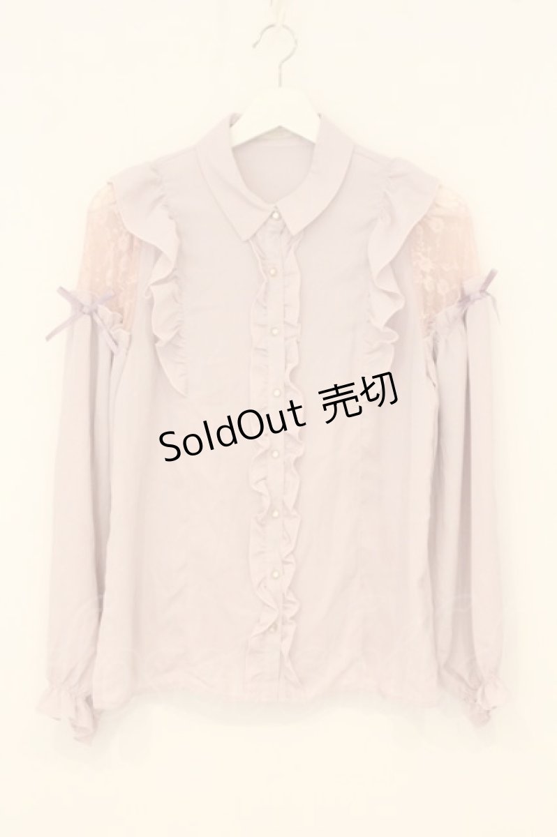 画像1: axes femme POETIQUE / 肩レースデザインブラウス M ピンク O-26-07-05-064-AX-BL-OW-OS (1)