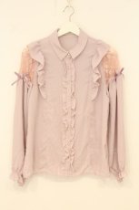 画像1: axes femme POETIQUE / 肩レースデザインブラウス M ピンク O-26-07-05-064-AX-BL-OW-OS (1)