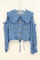 画像1: axes femme POETIQUE / ビッグ襟ショートブルゾン M ブルー O-26-07-05-073-AX-JA-OW-OS (1)