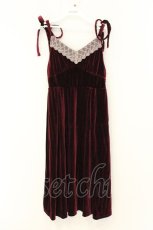 画像1: axes femme POETIQUE / ストライプベロアワンピース M ワイン O-26-07-05-074-AX-OP-OW-OS (1)