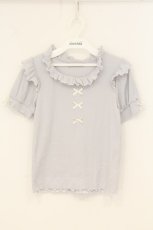 画像1: Ank Rouge / テレコ半袖3つリボントップス M ラベンダー O-26-07-05-080-CA-TO-OW-OS (1)