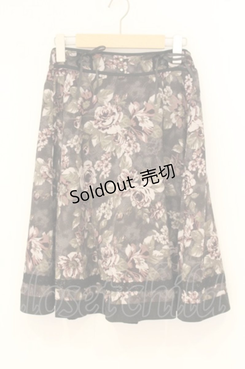画像1: axes femme / アンティーク花柄スカート M クロ O-26-07-05-021-AX-SK-OW-OS (1)