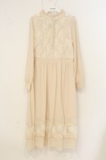 画像1: axes femme / レーシーロングワンピース M キナリ O-26-07-05-022-AX-OP-OW-OS (1)