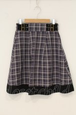 画像1: axes femme POETIQUE / ベルトデザインチェックスカート M パープル O-26-07-06-004-AX-SK-OW-OS (1)