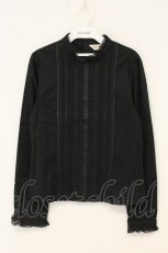 画像1: Jane Marple / サテンリボンプリーツレースブラウス M クロ O-26-07-06-043-JM-BL-IG-OS (1)