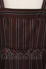 画像2: Jane Marple / レジメンタルストライプジャンパースカート M ワイン O-26-07-06-052-JM-OP-IG-OS (2)