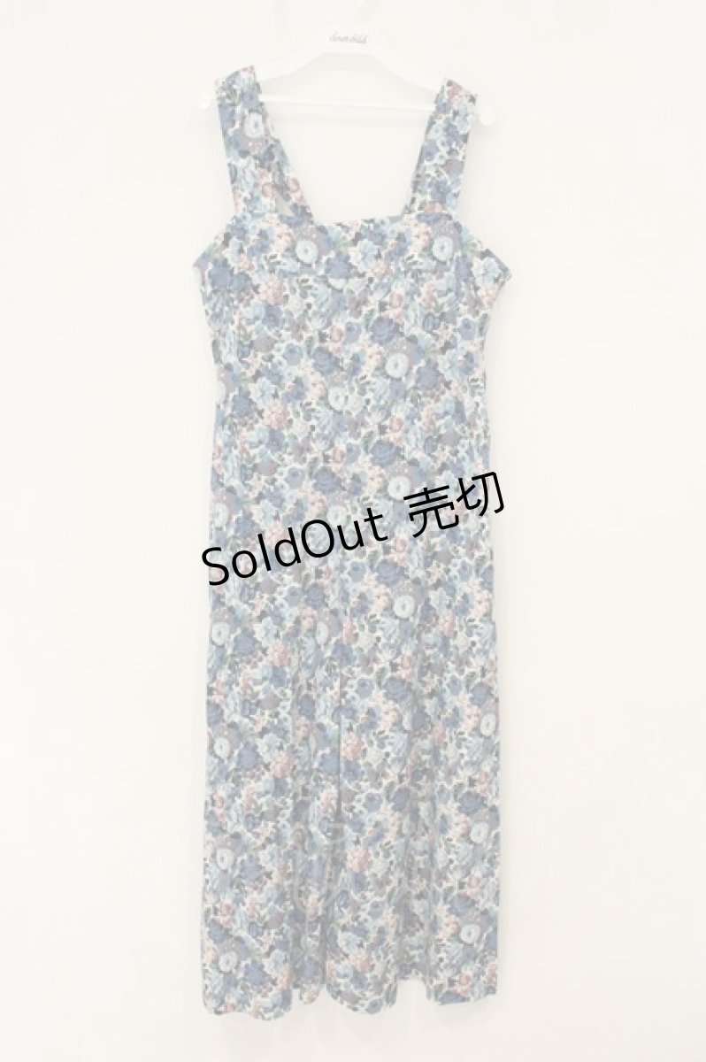 画像1: Jane Marple Dans Le Salon / Sandrine Salopette Dress M ブルー×オフ O-26-07-06-060-JM-OP-IG-OS (1)