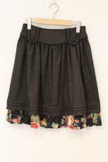 画像1: Jane Marple / シスターゴールデンフラワーの切替スカート M ブラウン×クロ O-26-07-06-062-JM-SK-IG-OS (1)