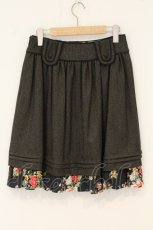 画像4: Jane Marple / シスターゴールデンフラワーの切替スカート M ブラウン×クロ O-26-07-06-062-JM-SK-IG-OS (4)