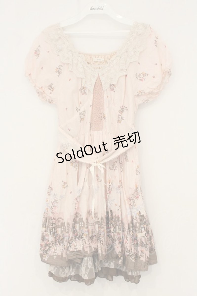 画像1: axes femme / メルヘンパネル柄チュニックワンピース M ピンク O-26-07-06-008-AX-OP-OW-OS (1)