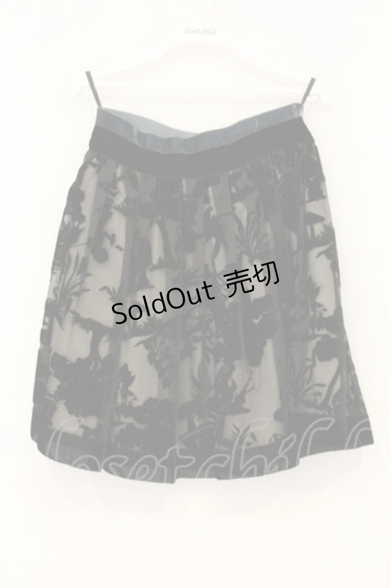 画像1: Jane Marple / ベルベットオパールアリスのミニスカート M クロ×ベージュ O-26-07-06-069-JM-SK-IG-OS (1)