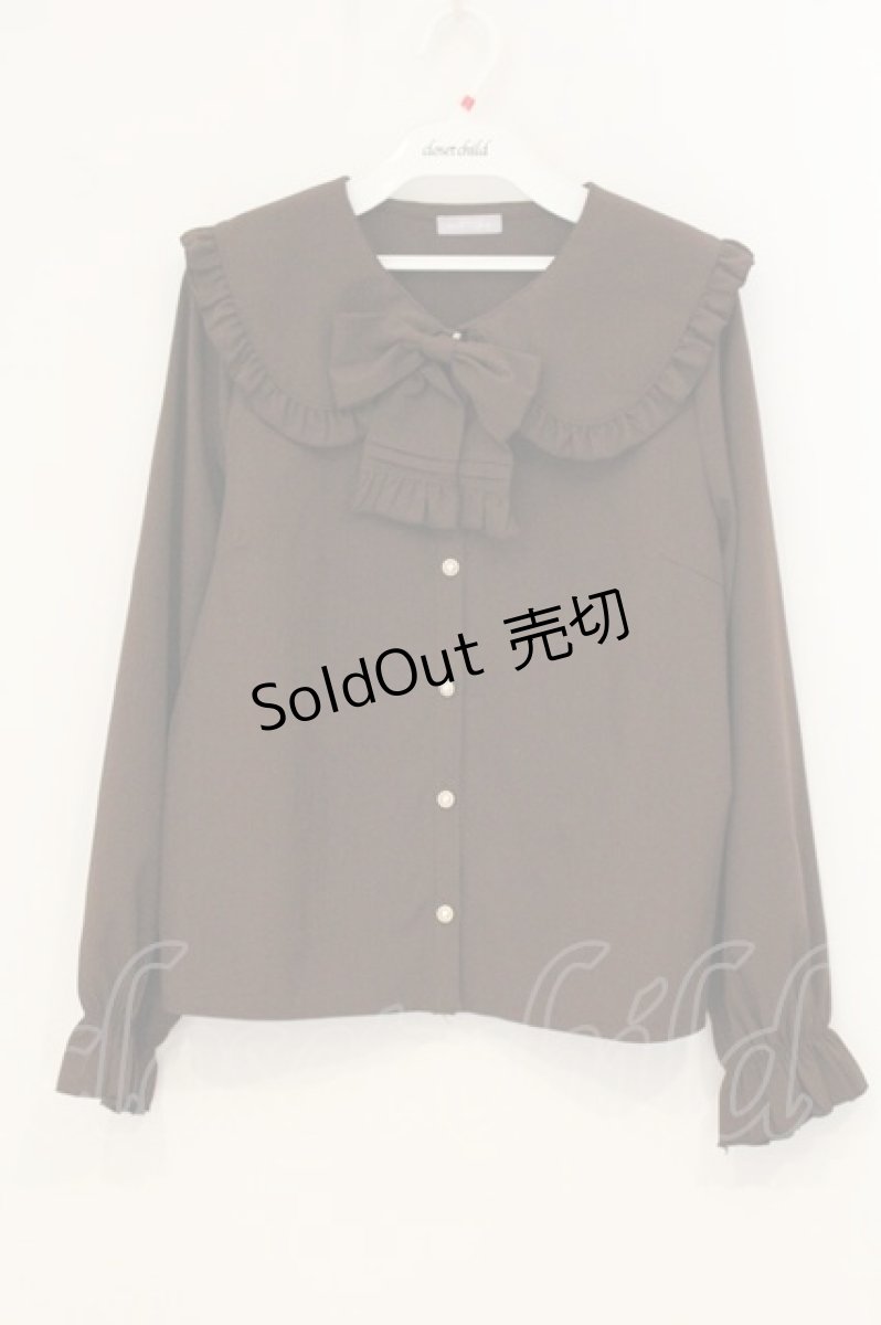 画像1: axes femme POETIQUE / ピンタックリボン丸襟ブラウス M ブラウン O-26-07-06-083-AX-BL-OW-OS (1)