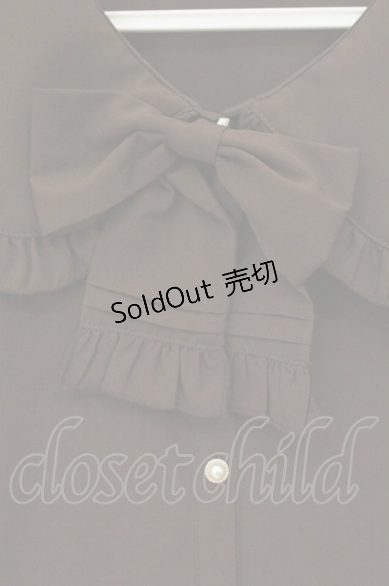 画像2: axes femme POETIQUE / ピンタックリボン丸襟ブラウス M ブラウン O-26-07-06-083-AX-BL-OW-OS (2)