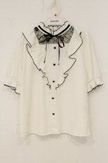 画像1: Lovely Tency / デコルテレース切替プルブラウス M シロ×クロ O-26-07-06-087-LO-BL-OW-OS (1)
