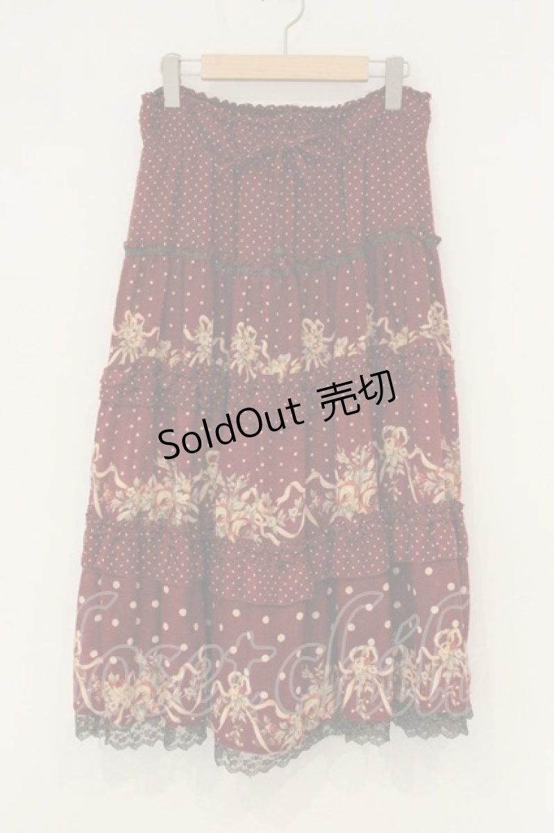 画像1: axes femme / 花×ドット柄スカート M アカ O-26-07-06-013-AX-SK-OW-OS (1)