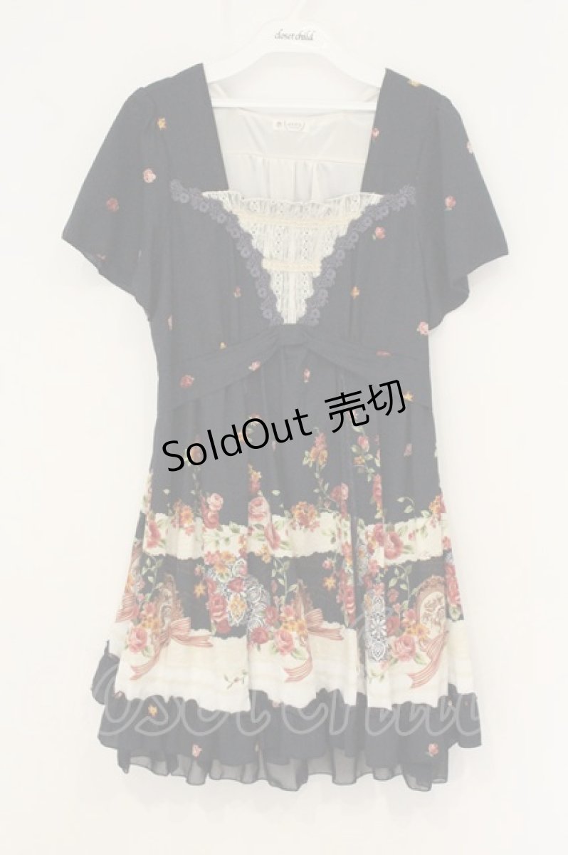 画像1: axes femme / レース×バラPTチュニック M ネイビー O-26-07-06-014-AX-OP-OW-OS (1)