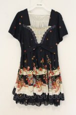 画像1: axes femme / レース×バラPTチュニック M ネイビー O-26-07-06-014-AX-OP-OW-OS (1)