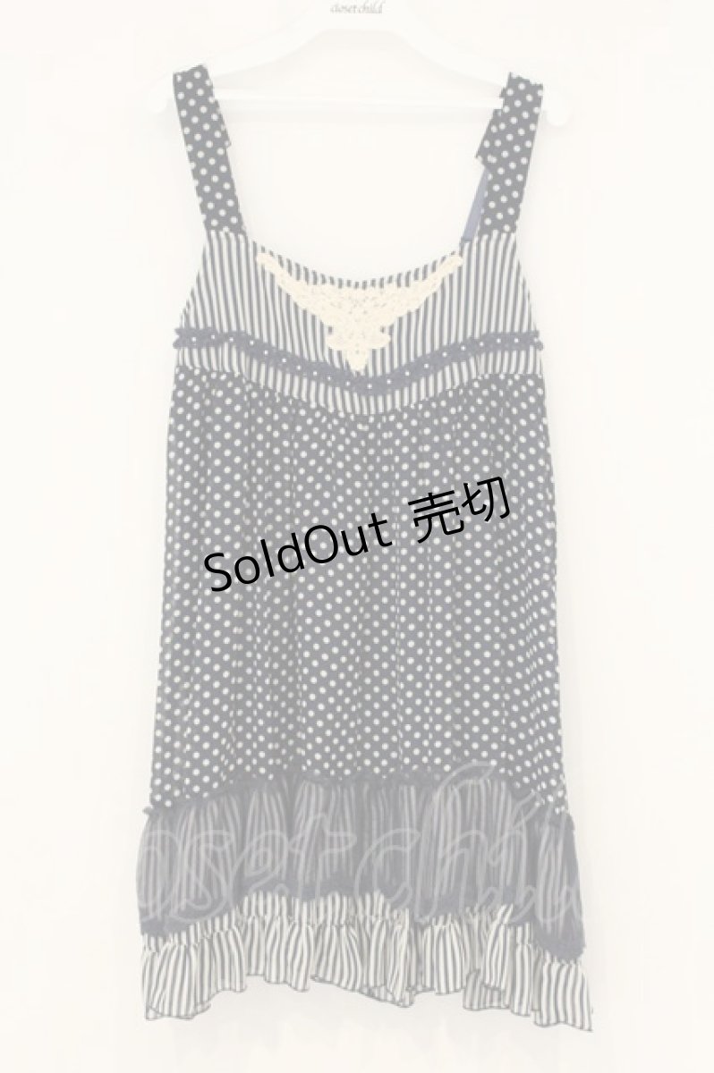 画像1: axes femme / ドットシフォンチュニック M ネイビー O-26-07-06-015-AX-OP-OW-OS (1)