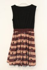 画像3: axes femme / ねこボーダーカットワンピース M クロ×ワイン O-26-07-06-023-AX-OP-OW-OS (3)