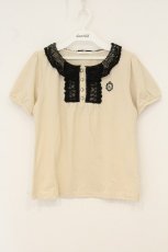 画像1: axes femme / レース襟ポロシャツ M キナリ×クロ O-26-07-06-029-AX-TO-OW-OS (1)