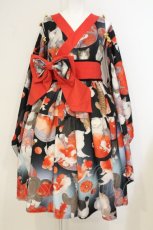 画像1: Royal Princess Alice / ねこ助コラボ/涼風金魚猫ドレス+振袖  クロ O-26-07-07-036-LO-OP-IG-OS (1)