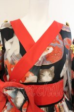 画像2: Royal Princess Alice / ねこ助コラボ/涼風金魚猫ドレス+振袖  クロ O-26-07-07-036-LO-OP-IG-OS (2)