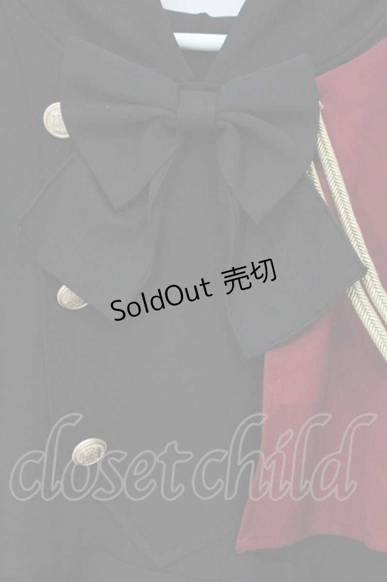 画像2: Favorite / 取り外し可能片マント付き♪軍服風パーカーワンピース M~L クロ×アカ O-26-07-07-004-LO-OP-OW-OS (2)