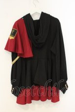 画像3: Favorite / 取り外し可能片マント付き♪軍服風パーカーワンピース M~L クロ×アカ O-26-07-07-004-LO-OP-OW-OS (3)