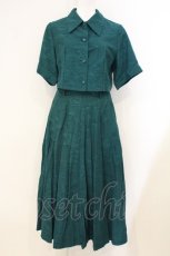 画像1: Tnewties / キリンにパンを食べさせて　クラシカルパターンブラウス＆スカート ブラウス:M スカート:S グリーン O-26-07-07-046-LO-OP-OW-OS (1)