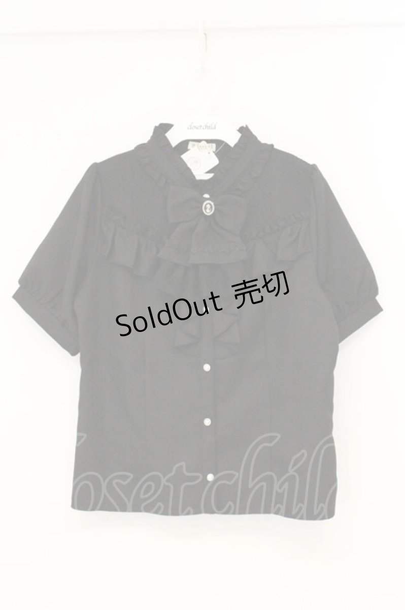 画像1: axes femme / リボン×ジャボブローチブラウス m クロ O-26-07-07-059-AX-BL-IG-OS (1)
