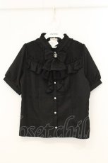 画像1: axes femme / リボン×ジャボブローチブラウス m クロ O-26-07-07-059-AX-BL-IG-OS (1)