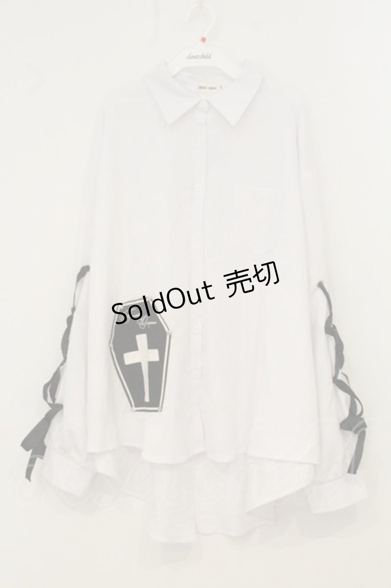 画像1: IRO+IRO / ゴーストとコウモリの夜好性ビッグシャツ M~LL シロ×クロ O-26-07-07-022-LO-BL-OW-OS (1)