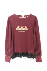 画像1: axes femme / くまボア刺繍レースTシャツ M ワイン O-26-07-08-018-AX-TO-IG-OS (1)