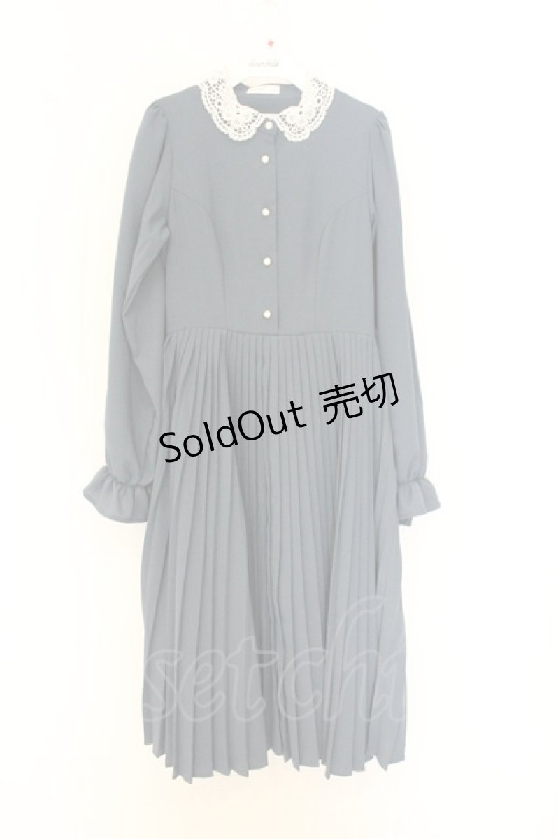画像1: m petit by misako / AM*レースエリプリーツワンピース M ブルー×シロ O-26-07-08-023-LO-OP-IG-OS (1)