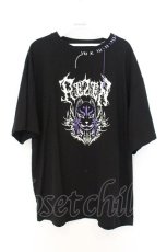 画像1: rezen / 狐面ロゴプリント半袖Ｔシャツ L ブラック O-26-07-08-028-LO-TS-IG-OS (1)