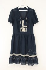 画像1: axes femme / 配色ボータイクラシカルワンピース M ネイビー O-26-07-10-001-AX-OP-IG-OS (1)